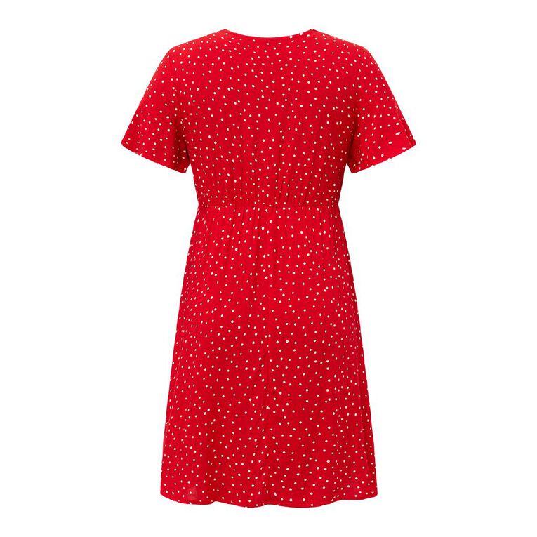 H&H Women's Short Sleeve Tea Dress Mini, Red/White, hi-res