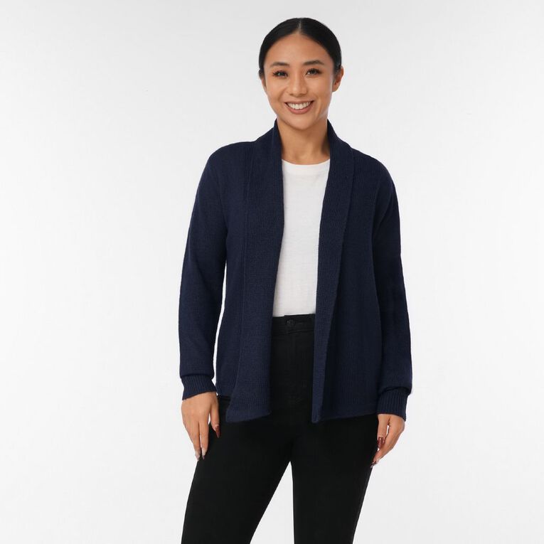 H&H Women's Drape Front Cardigan, Blue Dark, hi-res