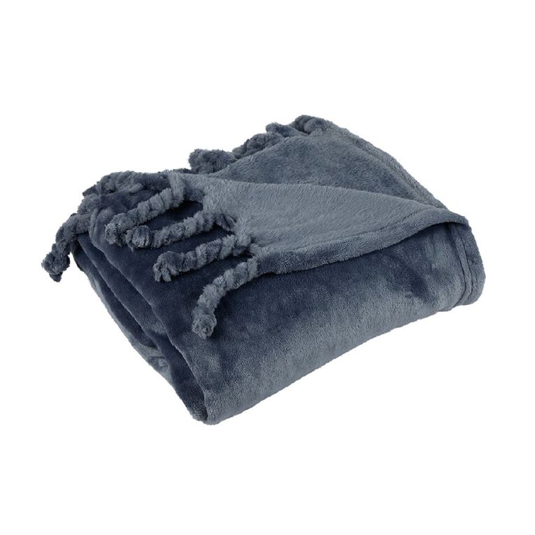 Living & Co Throw Plush Blue 127cm x 152cm, , hi-res
