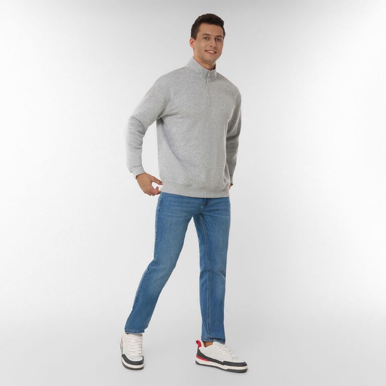 H&H Men's 1/4 Zip Sweat Panel Detail, Grey Marle, hi-res
