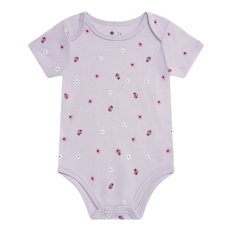 Young Original Babies' Short Sleeve Printed Bodysuit 3 Pack, Pink Light, hi-res