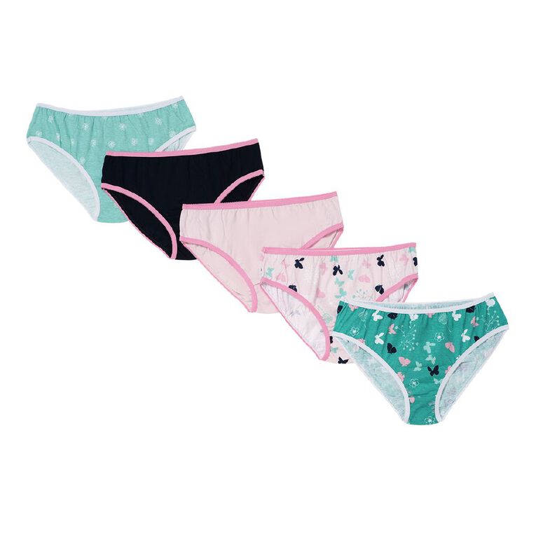 H&H Girls' Briefs 5 Pack, Green Mid, hi-res