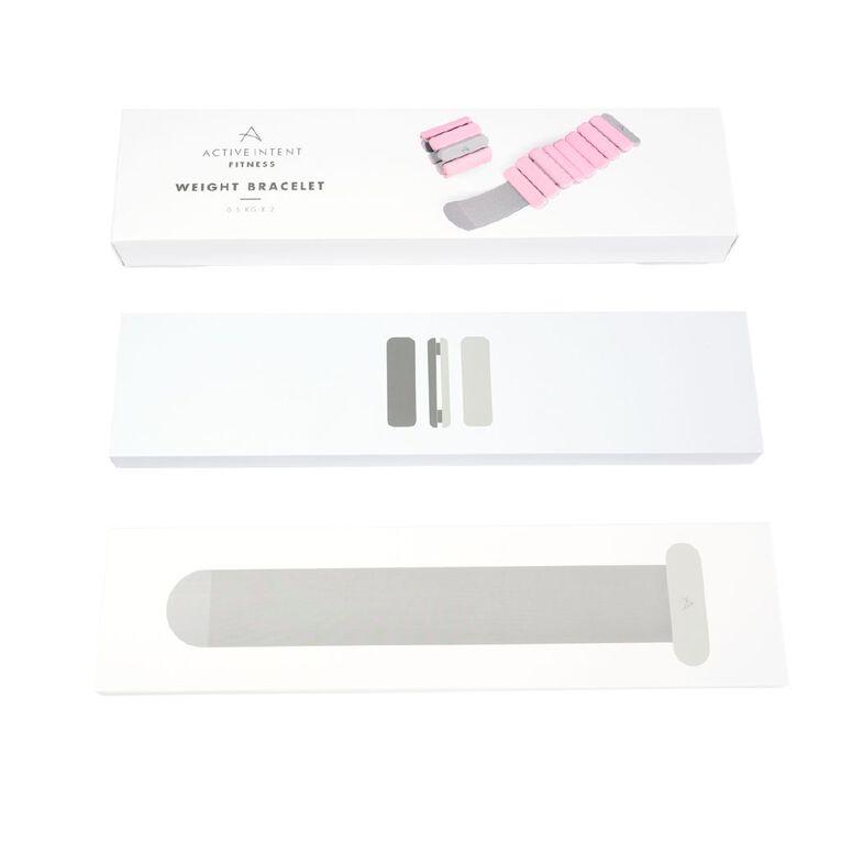 Active Intent Fitness Silicone Weight Bracelet 0.5kg Pink 2 Pack, , hi-res