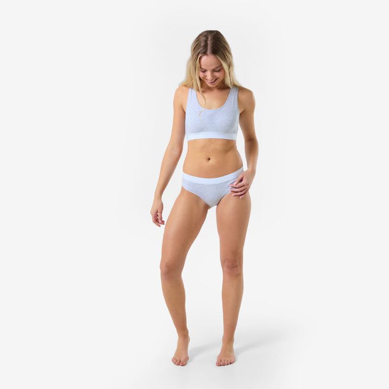 H&H Women's Basic Wide Band Crop Top, Grey Marle, hi-res