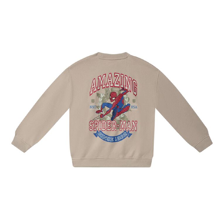 Spider-Man Boxy Crew Sweat, Brown Light, hi-res