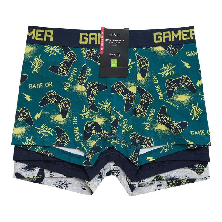 H&H Boys' Trunks 3 Pack, Grey Marle, hi-res