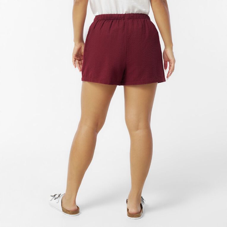 H&H Women's Seersucker Everyday Shorts, Red Dark, hi-res