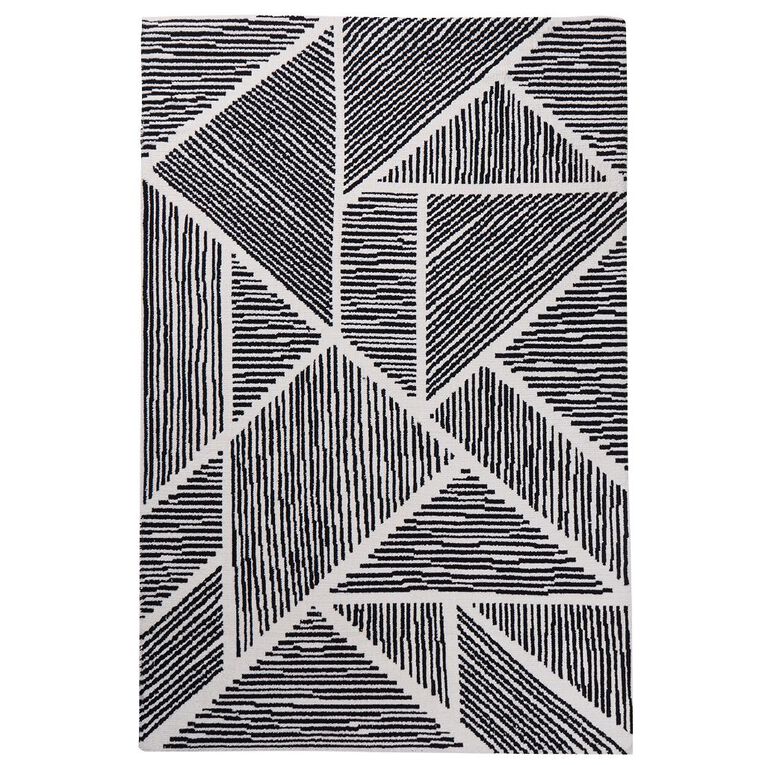 Living & Co Rug Jacquard Geo Cream 120cm x 180cm, , hi-res