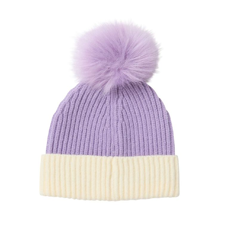 Young Original Kids Contrast Rib Beanie, Purple Light, hi-res