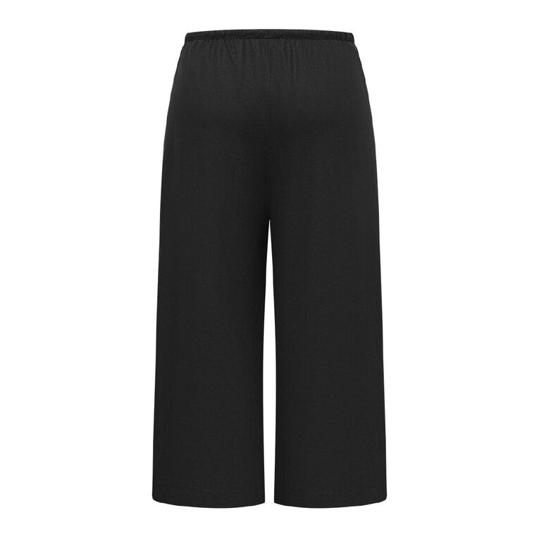 H&H Curve Women's Linen Blend Wide Leg Pants, Black, hi-res