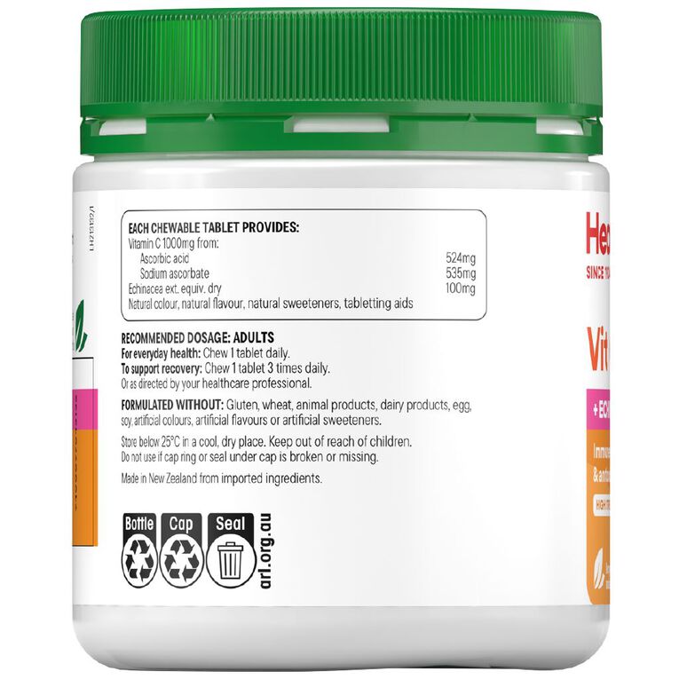 Healtheries Vitamin C 1000mg + Echinacea Chewable Tablets 80s, , hi-res