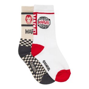 Marvel Checkers 2 Pack Ribbed Crew Socks