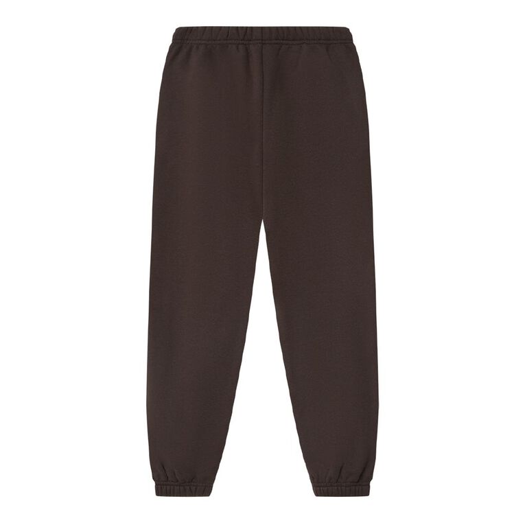 Young Original Cosy Fleece Cuffed Trackpants, Brown Dark, hi-res
