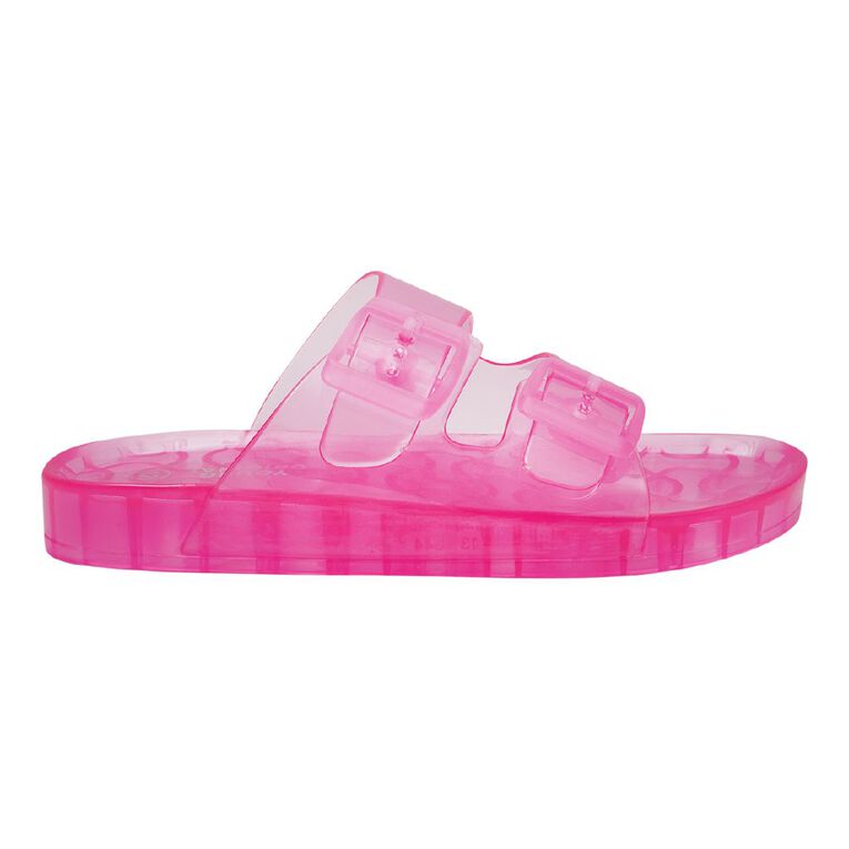 Young Original Senior Kids' Jelly Double Buckle Slides, Pink, hi-res