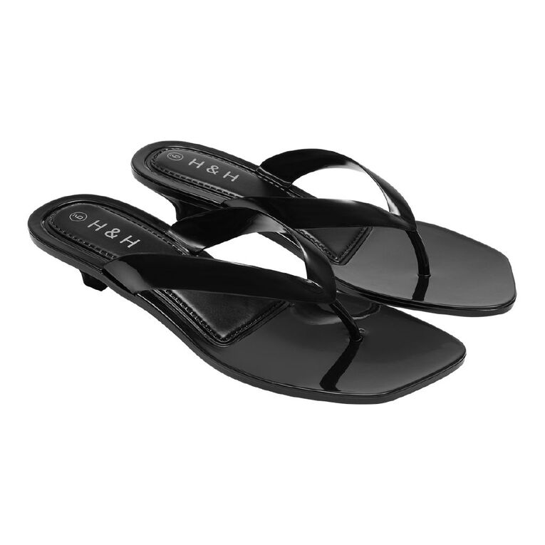 H&H Women's Amber Kitten Heel Sandals, Black, hi-res