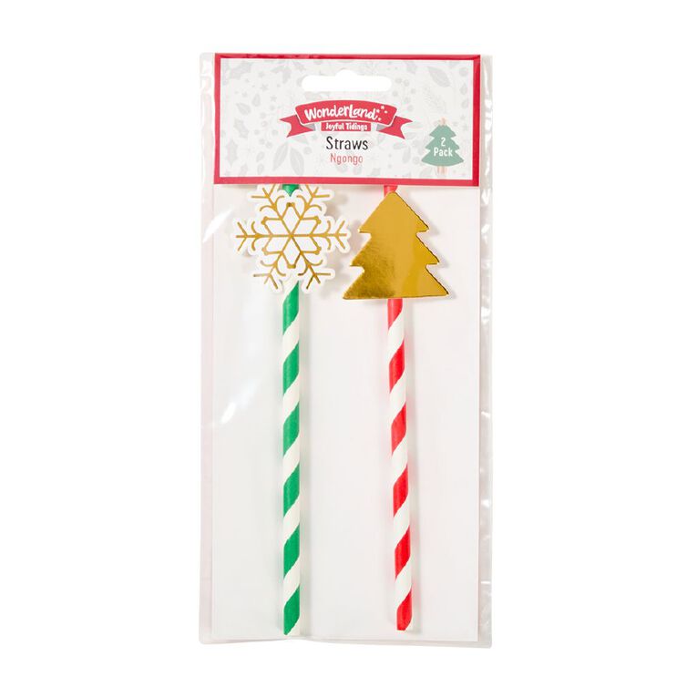 Wonderland Joyful Tidings Christmas Tree Paper Straws 2 Pack, , hi-res