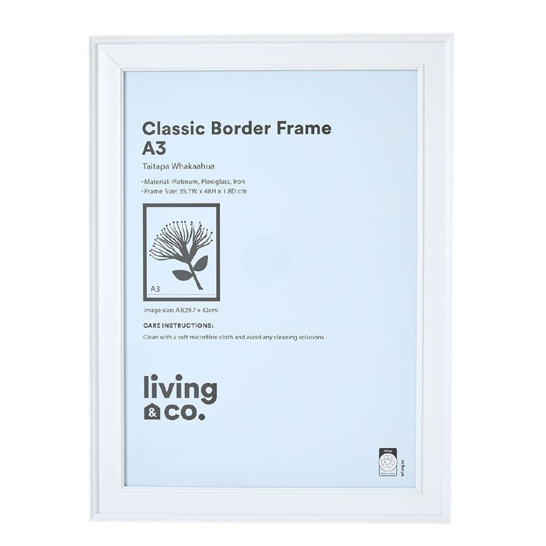 Living & Co Classic Border Frame White A3, , hi-res