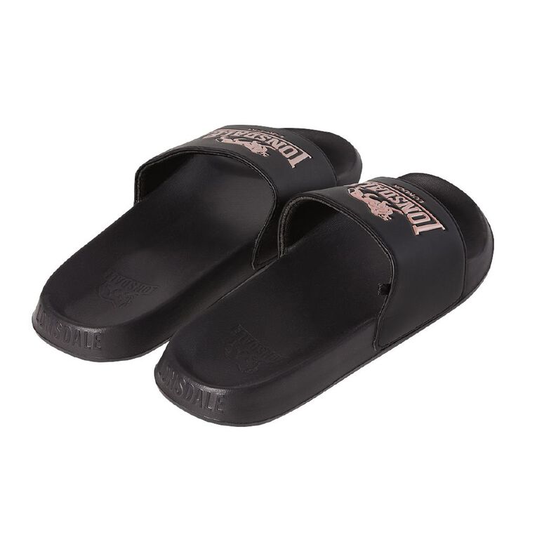 Lonsdale Women's Slides, Black, hi-res