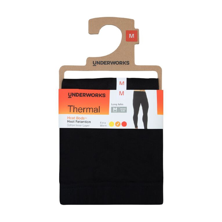 Underworks Men's Heatbods Thermal Long Johns, Black, hi-res