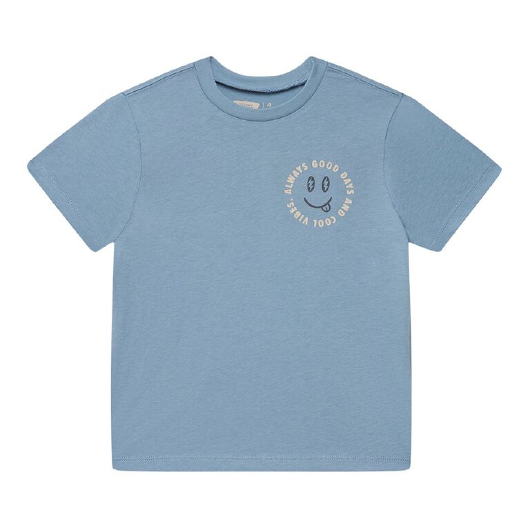 Young Original Short Sleeve Print Tee, Blue Mid, hi-res