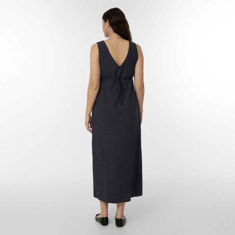 H&H Women's Sleeveless V-Neck Seersucker Slip Midi, Grey/Charcoal, hi-res
