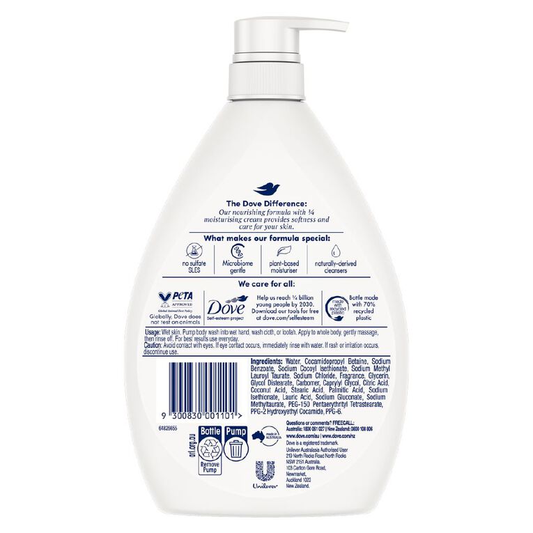 Dove Triple Hydrate Bodywash 1L, , hi-res