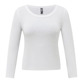 H&H Women's Long Sleeve Scoop Neck Rib Top