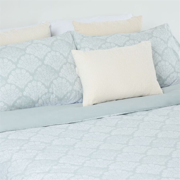 Living & Co Duvet Cover Set Cotton Santorini Blue Queen, , hi-res