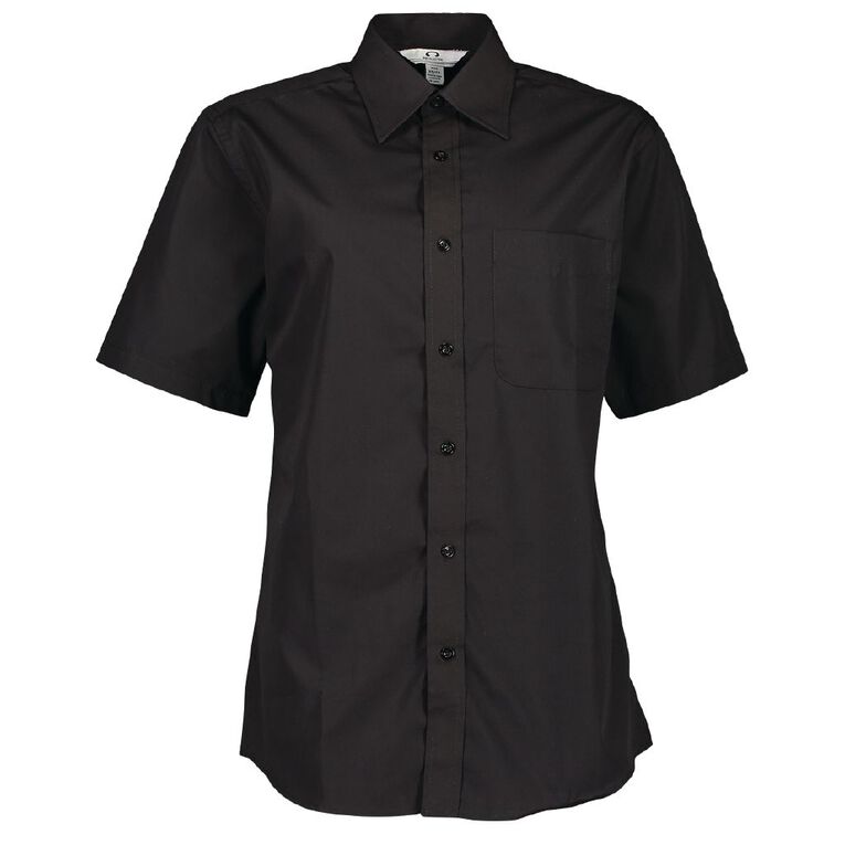 Schooltex Short Sleeve Poplin Shirt, Black, hi-res