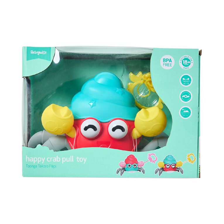 Babywise Happy Crab Pull Toy Assorted, , hi-res