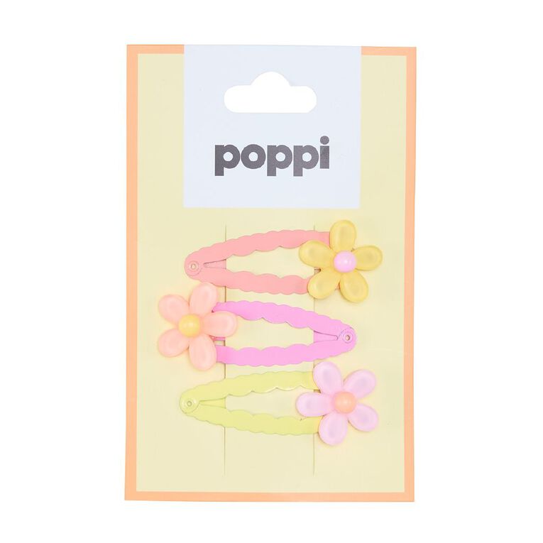 Poppi Flower Hair Clips 3 Pack, , hi-res