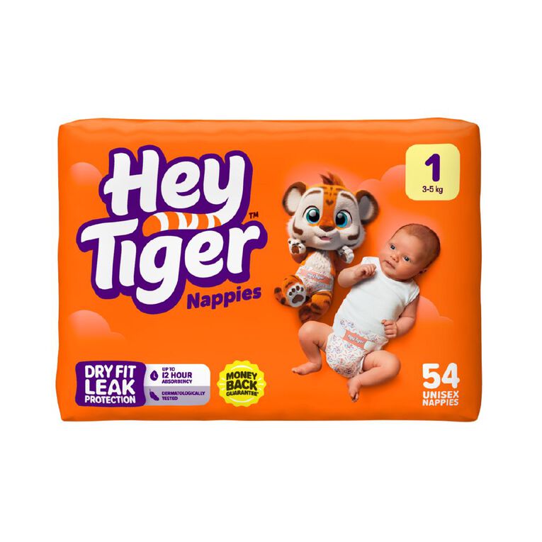 Hey Tiger Nappies Size 1 54 Piece, , hi-res
