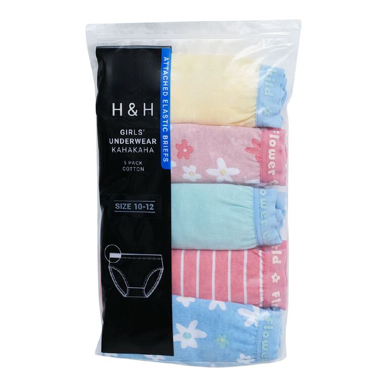 H&H Girls' Attached Elastic Briefs 5 Pack, Blue Light, hi-res