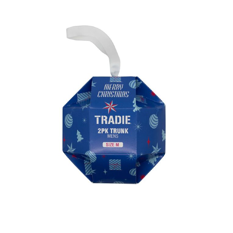 Tradie Men's Christmas Bauble Trunks 2 Pack, Blue Mid, hi-res