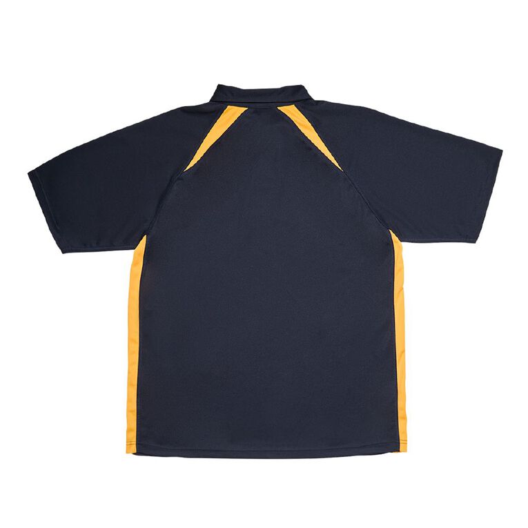 Schooltex Marcellin College PE Polo with New Embroidery, Navy/Gold, hi-res