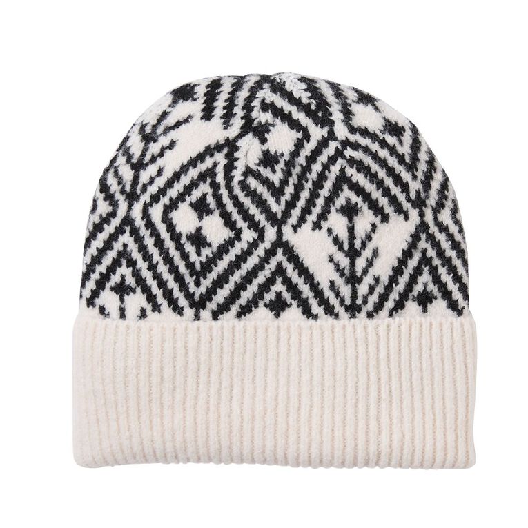 H&H Women's Jacquard Beanie, Black, hi-res