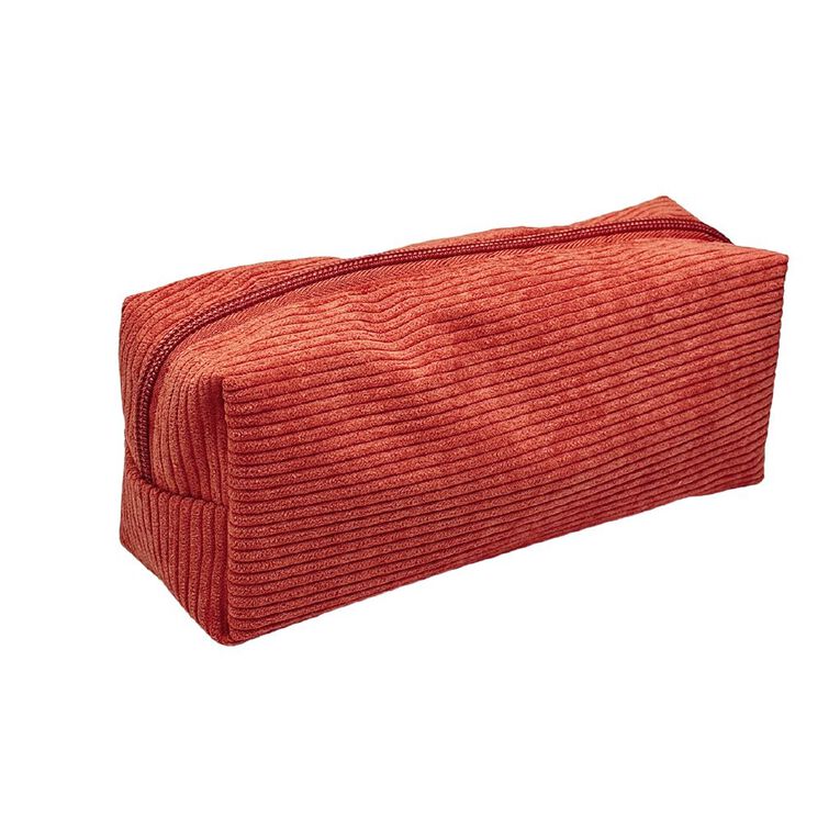 Uniti Stationery Corduroy Pencil Case Orange, , hi-res
