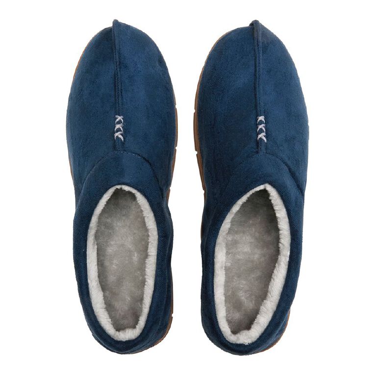 H&H Men's Ernie Closed Back Slippers, Navy, hi-res