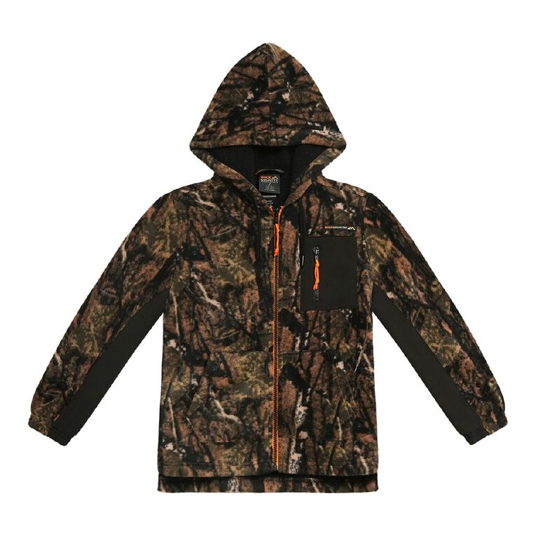 Back Country Kids' Fleece Sherpa Zip-Thru Hoodie, Khaki, hi-res
