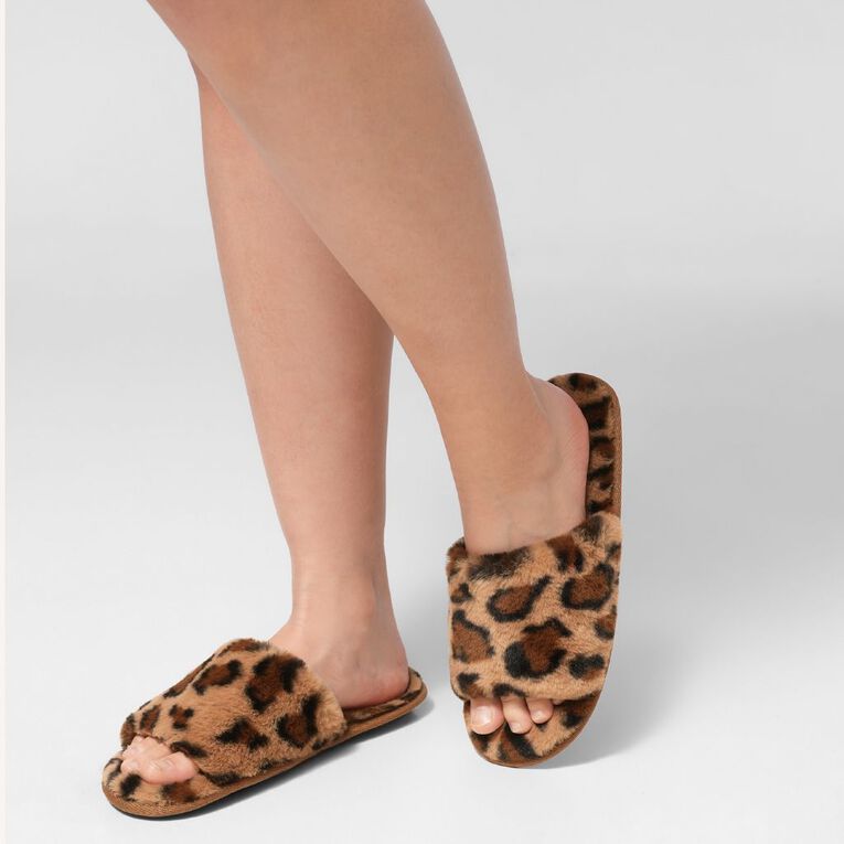 H&H Women's Strap Slippers, Brown, hi-res