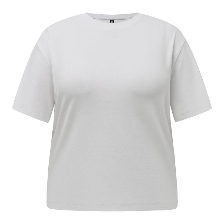 H&H Plus Women's Plus Boxy Boyfriend Tee, White, hi-res