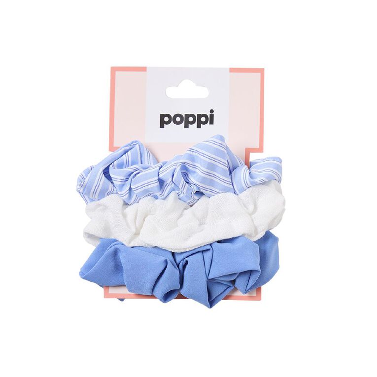 Poppi Scrunchies Blue 3 Pack, , hi-res