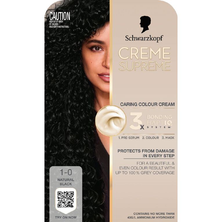 Schwarzkopf Creme Supreme 1.0 Natural Black 180ml, , hi-res