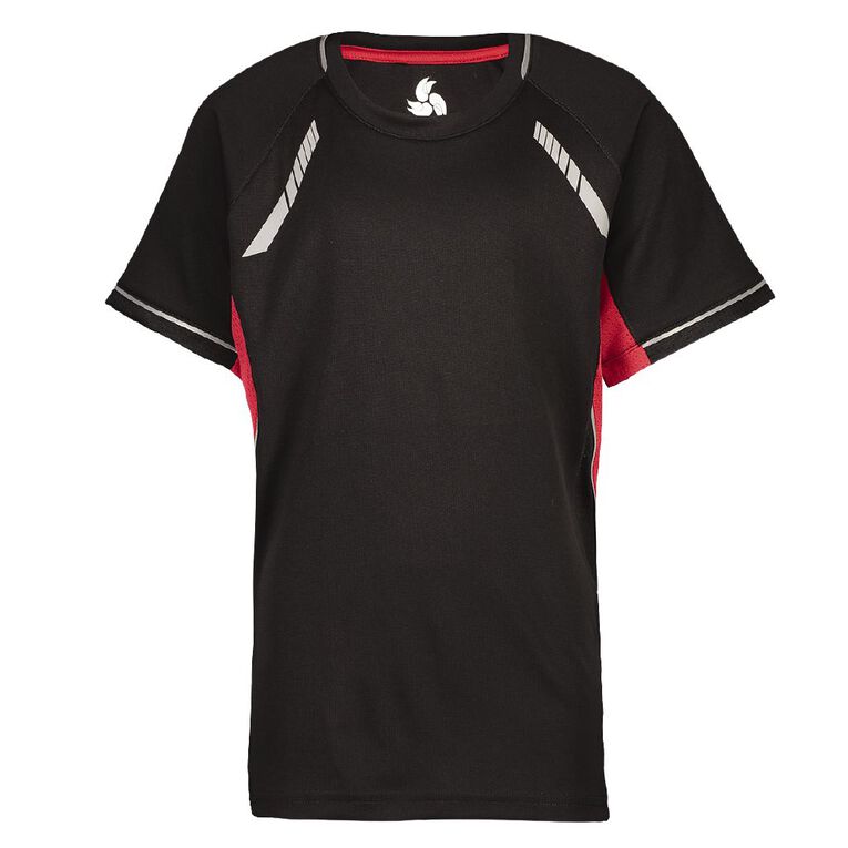 Schooltex Renegade Short Sleeve Tee, Black/Red, hi-res