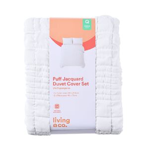 Living & Co Duvet Cover Set Puff Jacquard King Single