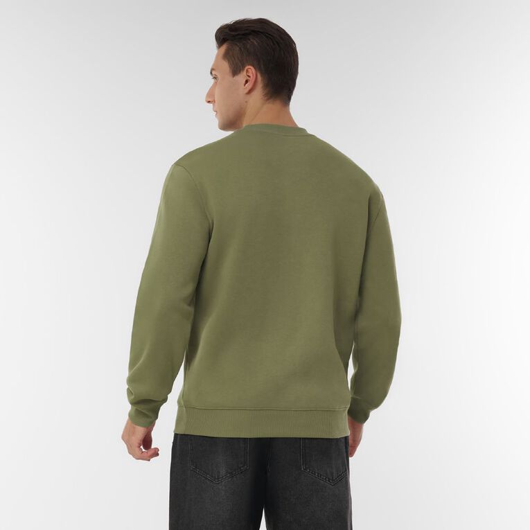 H&H Men's Plain Crew Sweatshirt, Green Mid, hi-res