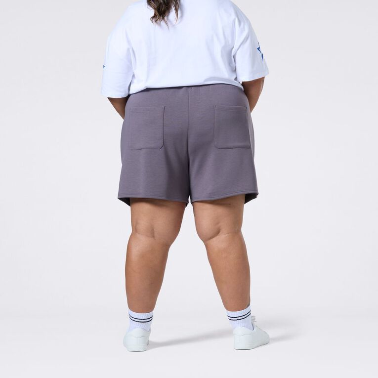 H&H Curve Women's Interlock Sweat Shorts, Grey Dark, hi-res