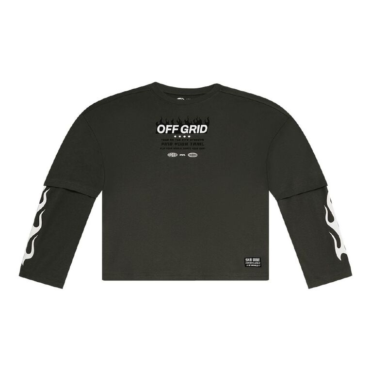 Young Original Double Sleeve Tee, Grey Dark, hi-res