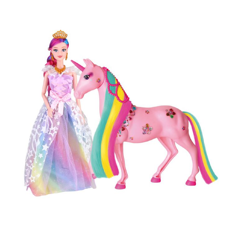 Fashion Doll And Unicorn Set, , hi-res