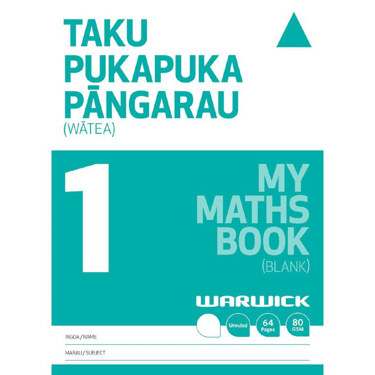 Warwick My Maths Book 1 Unruled 64 Page Teal, , hi-res